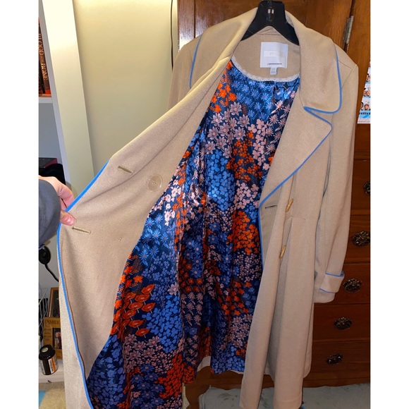 $288 Anthropologie Piped Trench Tan Trench Coat 10 - Picture 7 of 13